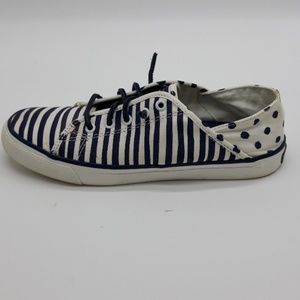 Sperry Navy & White Striped Sneakers Sz 7